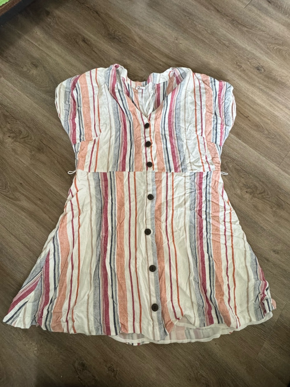 Womens XL Multicolor Striped Button-Front Dress